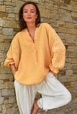 Mimi Pillow Cotton Batwing Blouse Tuscan Sun